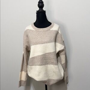 Hem & Thread Beige and Cream Striped Sweater S5
